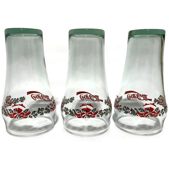 Vintage Coca-Cola Glasses With Christmas Holiday Theme Set of 3 - Picture 3 of 5